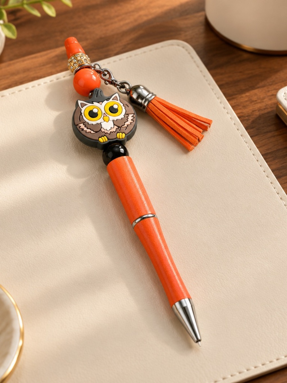 Orange Owl Tassel Pen - Halloween Accessories